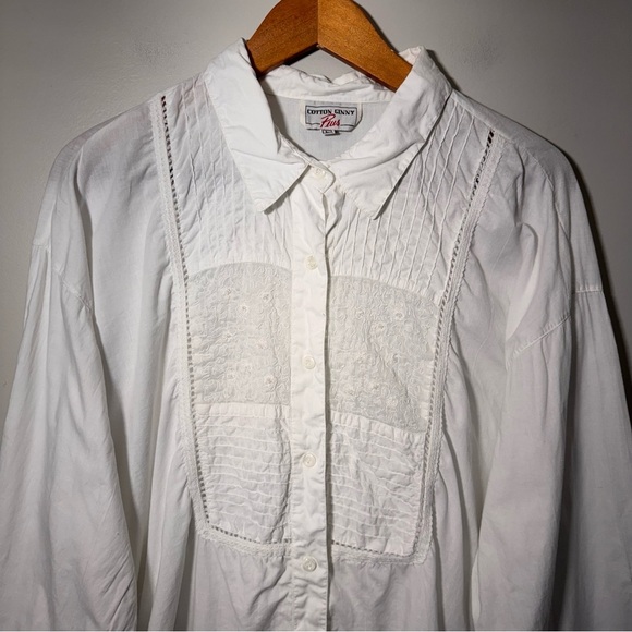 Cotton Ginny Plus Vintage White Button Down Long S|leeve Shirt Size 3x - Picture 2 of 11